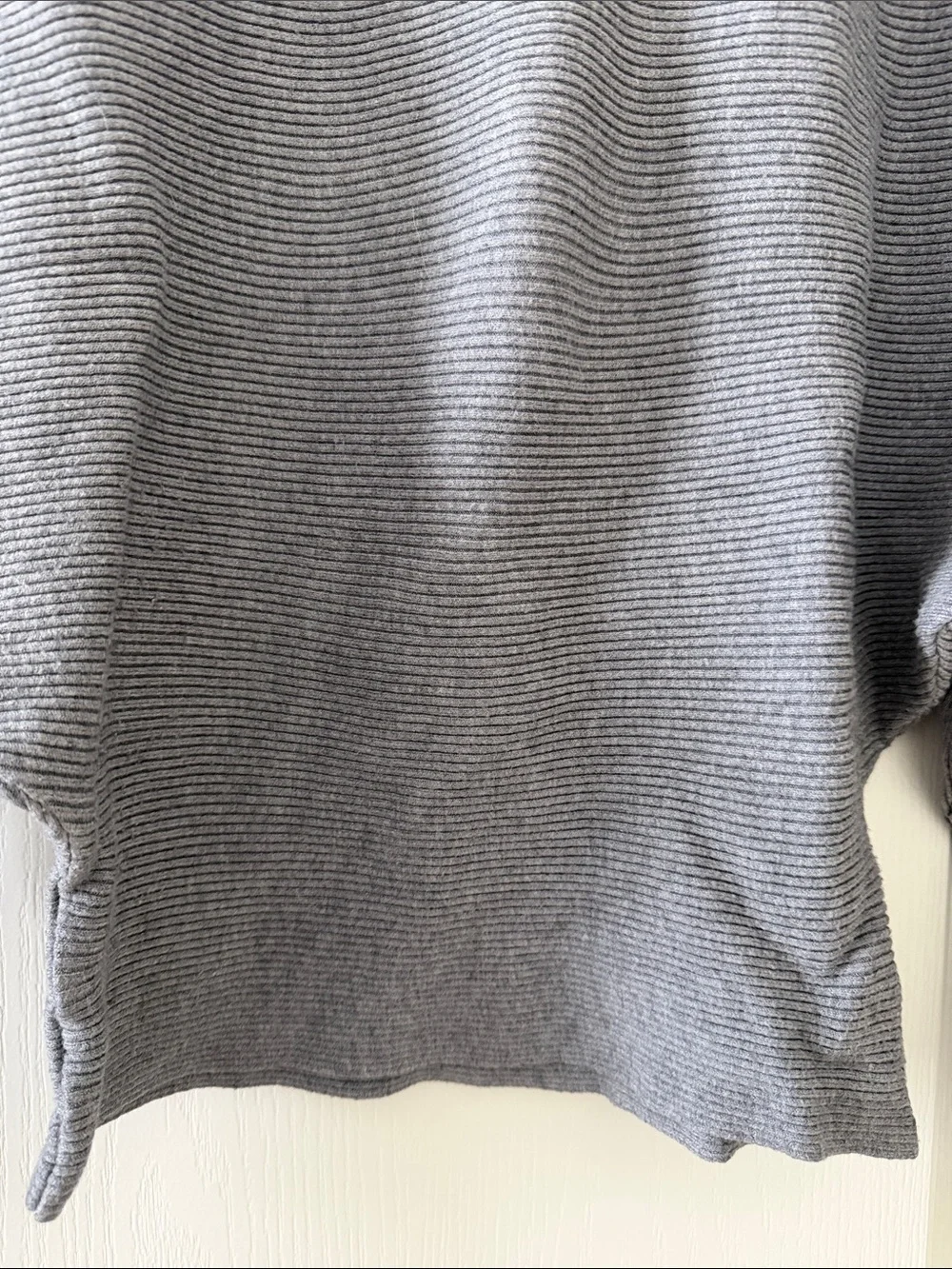 Light Gray Off-the-Shoulder Ribbed Sweater - Picture 3 of 4